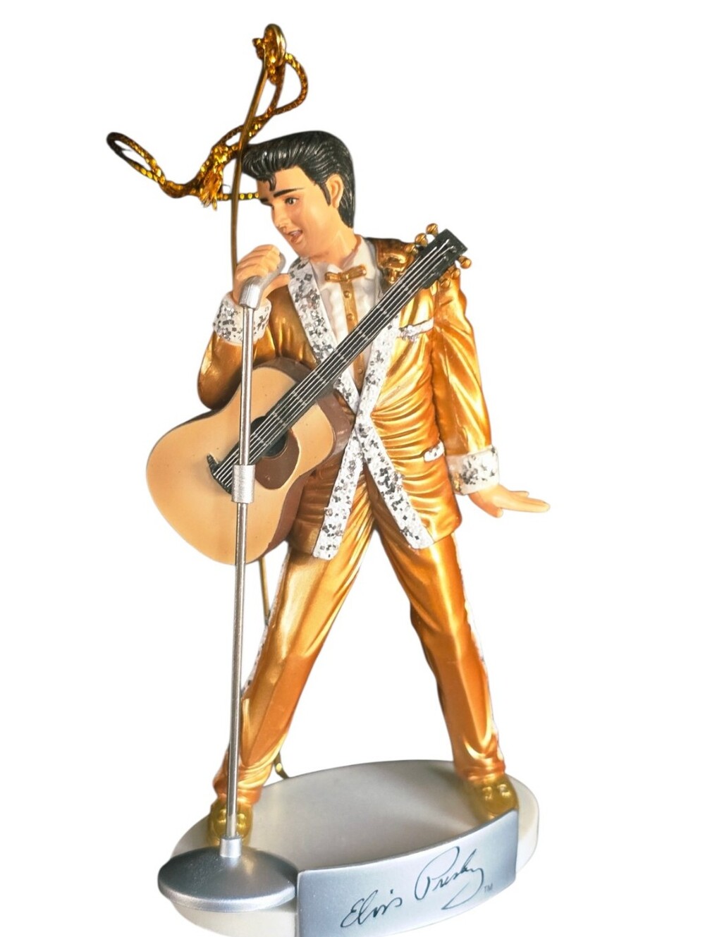 Kurt Adler Elvis Presley Gold Suit Guitar Microphone Christmas Ornament 3.5" - Picture 6 of 7